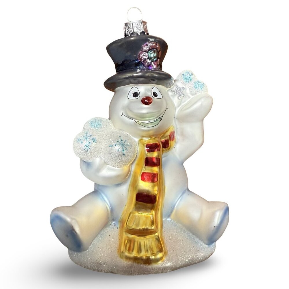 Hallmark Frosty Snowman Christmas Ornament Retro Glass‎ Collectible 2009 Gift